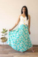 Thumbnail: Jupe longue portefeuille Grenade bleu doré