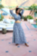 Miniatura: Jupe portefeuille longue Pivoine bleue