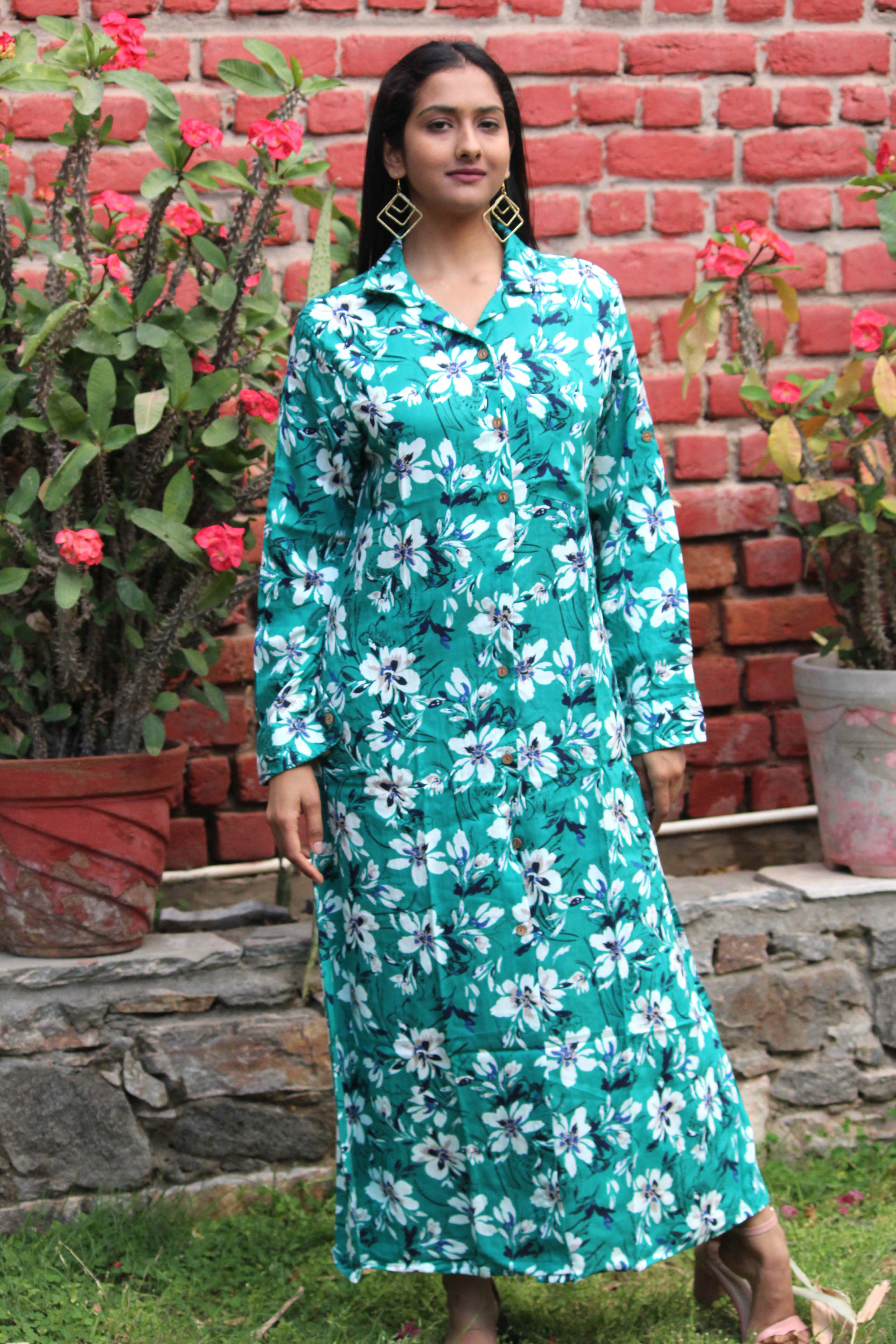 Robe chemise Nomade Cyan