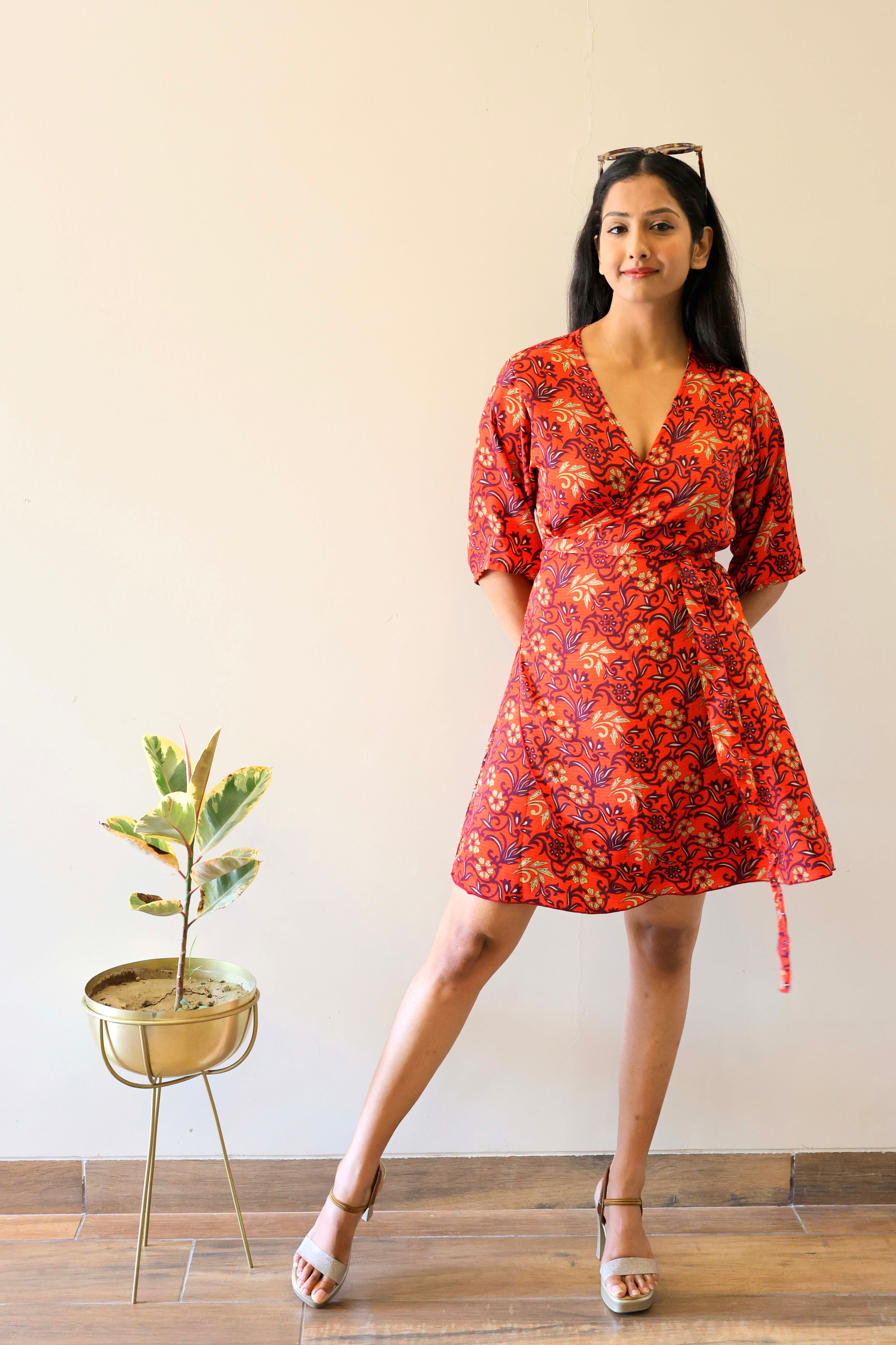 Robe courte Capucine rouge