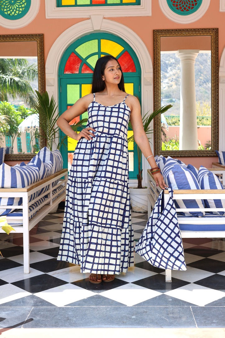 Robe longue Anémone bleue