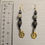 Thumbnail: Gye Nyame Adinkra 3" Beaded Earrings Grey & Black - Ghana (Handmade)
