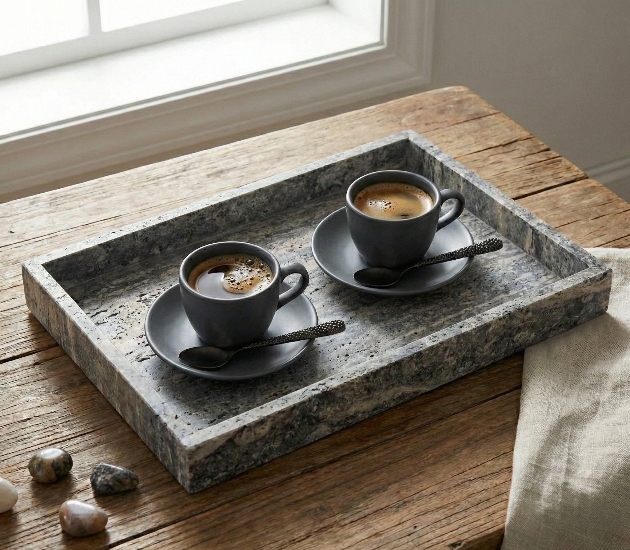 SILVER TRAVERTINE TRAY