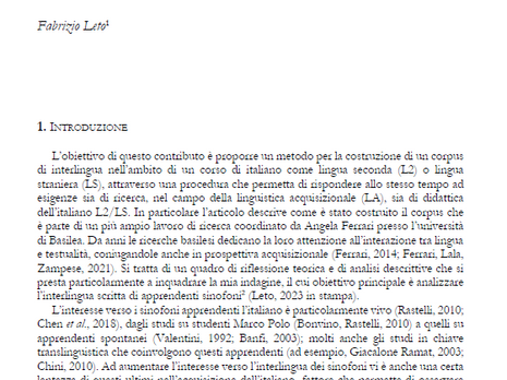 Fabrizio Leto, Costruire e analizzare un corpus di interlingua