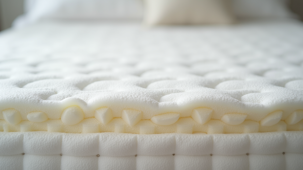 Close-up view of a firm mattress texture showing high-density foam layers