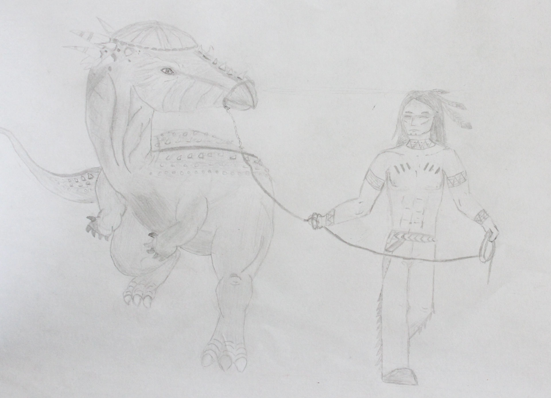 Indien avec son dinosaure