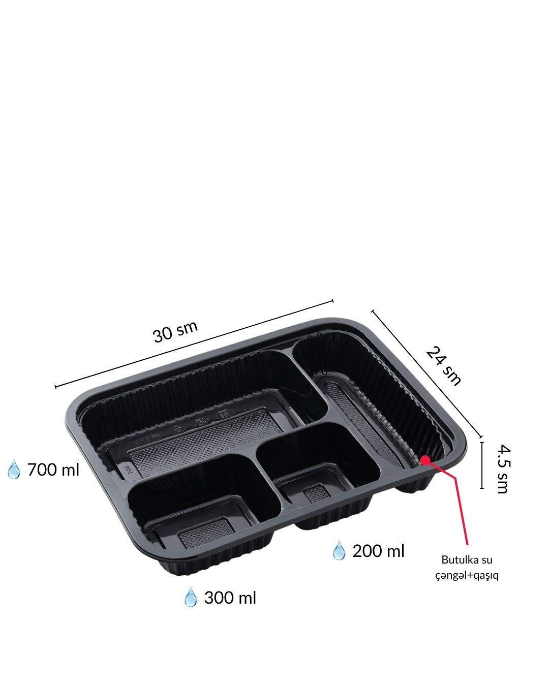 Soft Pack | Mikrodalğalı sobaya uyğun qara rəngli polipropilen qab. Model: 404