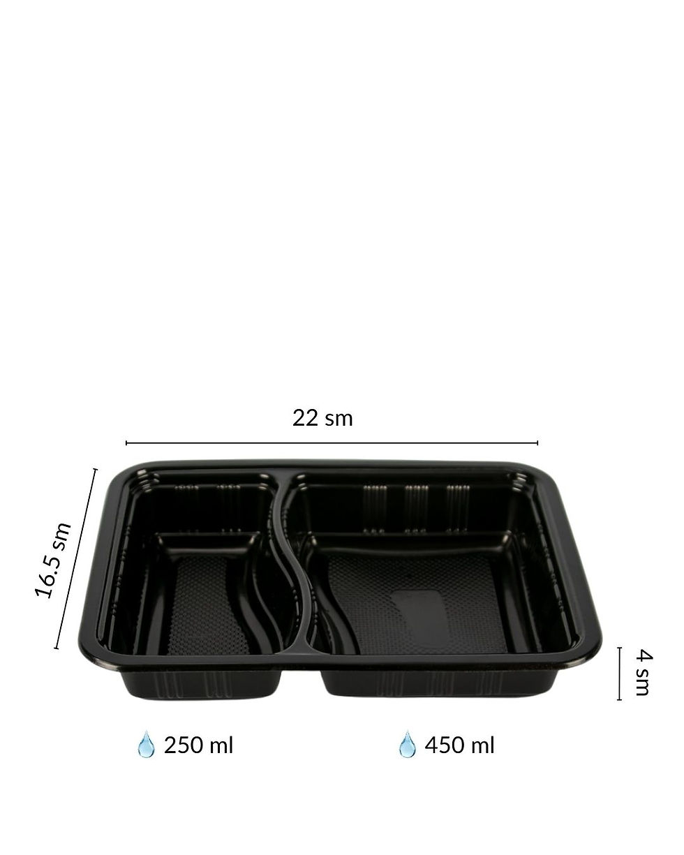 Soft Pack | Mikrodalğalı sobaya uyğun qara rəngdə 2 göz polipropilen qab. Model: 3302