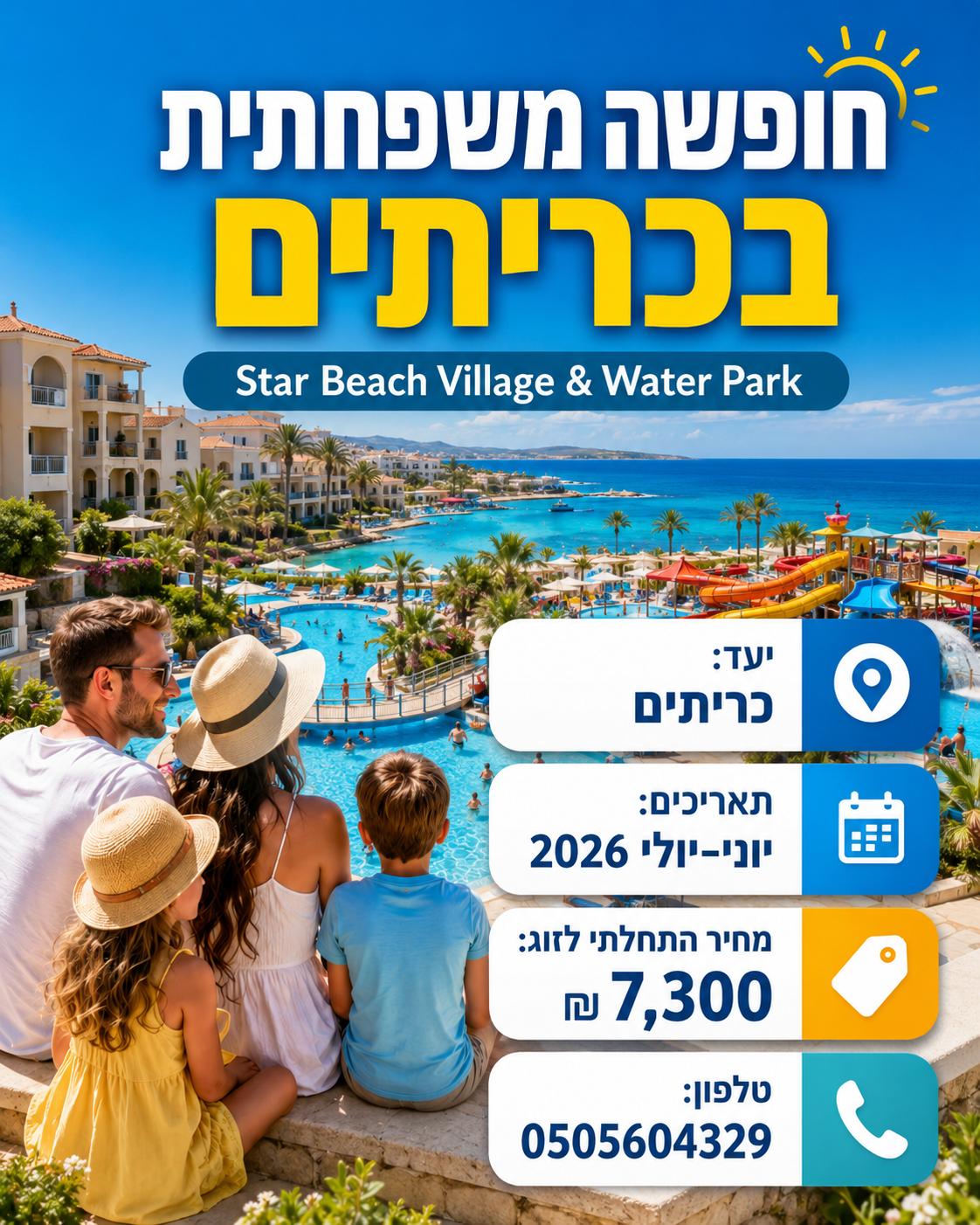 כריתים - יוני 2026- מלון הכל כלול + פארק מים