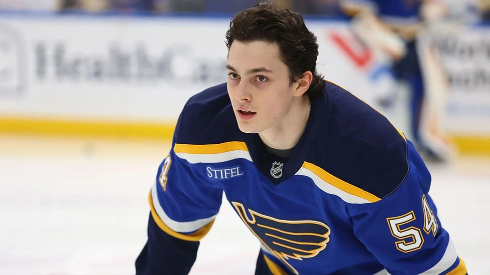 Dalibor Dvorsky during warm ups for his first NHL game against the Nashville Predators.