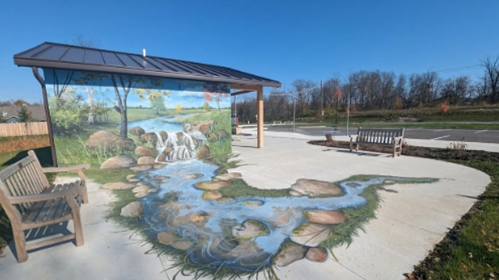 3-D Mural at Zionsville Rd Trailhead for the Big-4 Rail Trail in Zionsville Indiana