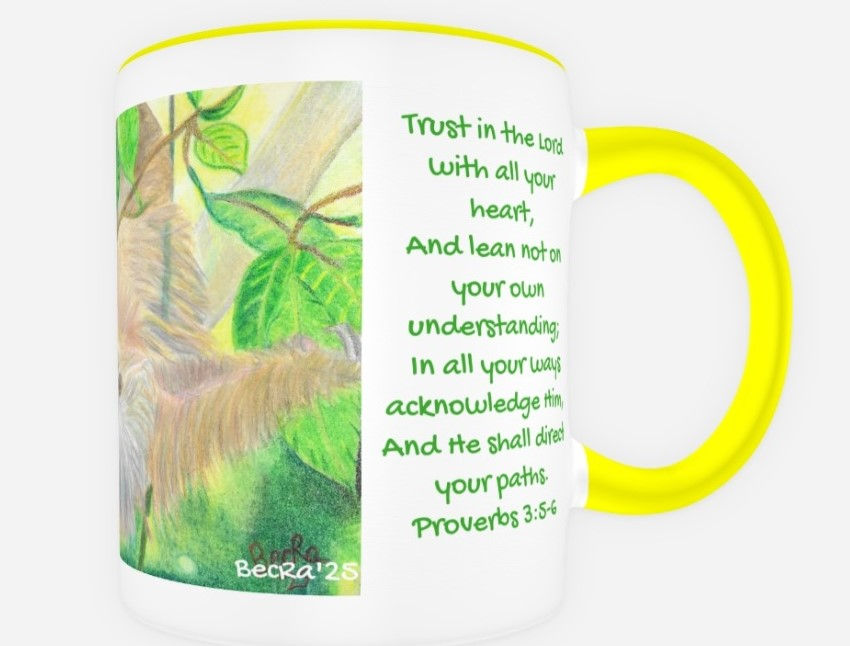 Thumbnail: Sloth Time Mug with Yellow Accents Right Side View with Bible Verse