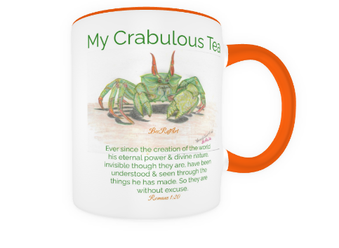 Thumbnail: Right side of  Horned Ghost Crab Tea Mug with Orange accents