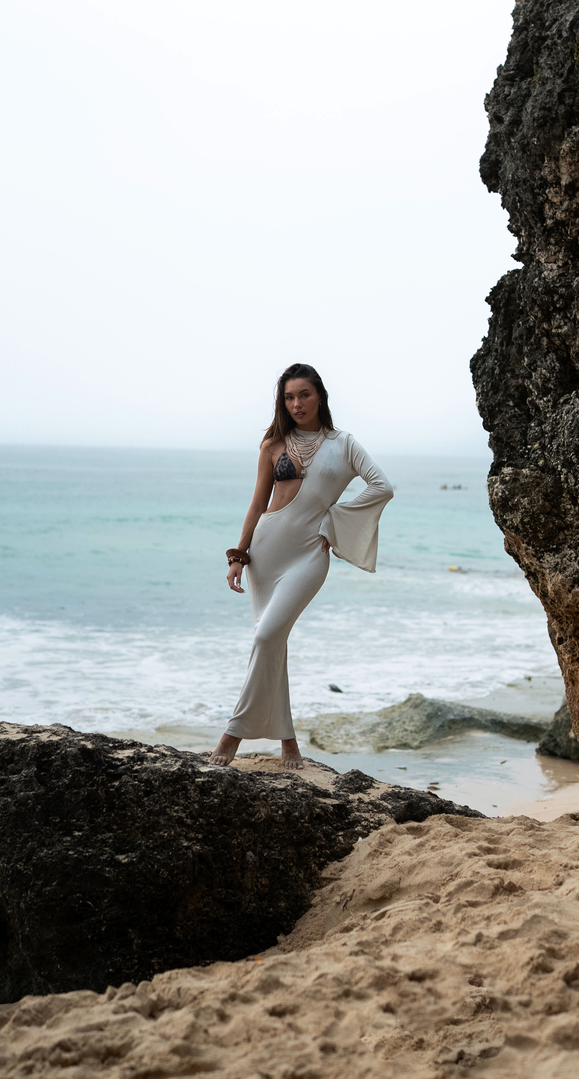 Sania Dress in Stone Beige