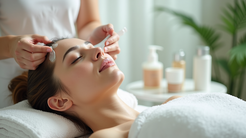 Close-up view of a skincare treatment setup in a serene spa environment