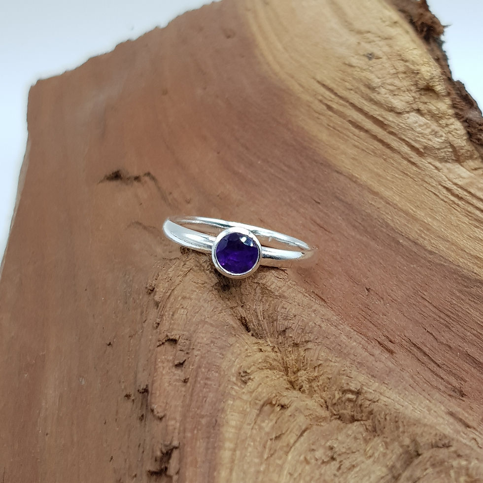 Thumbnail: Faceted Peridot / Amethyst / Garnet / Citrine Sterling Stacker Ring