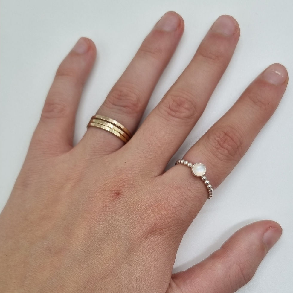 Thumbnail: Skinny Hammered Gold Stackable Ring / Midi Ring / Stacking Ring