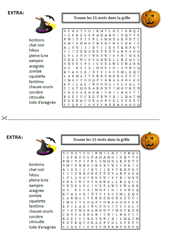 Thumbnail: Halloween Vocabulary Worksheets -FRENCH