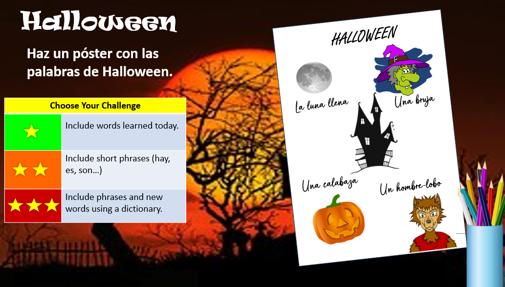 Halloween Spanish Vocabulary Practice- Bundle