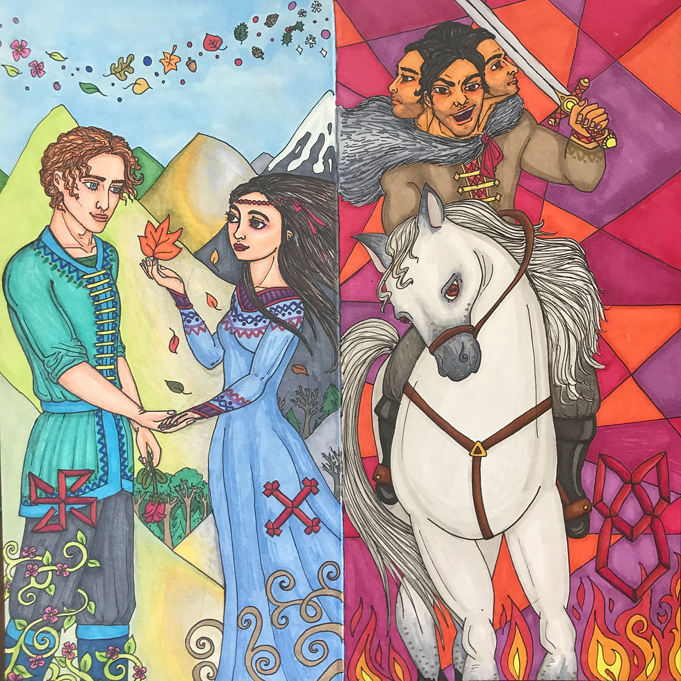 Tarot Art VI Jarilo and Morana and VII Svyatovit