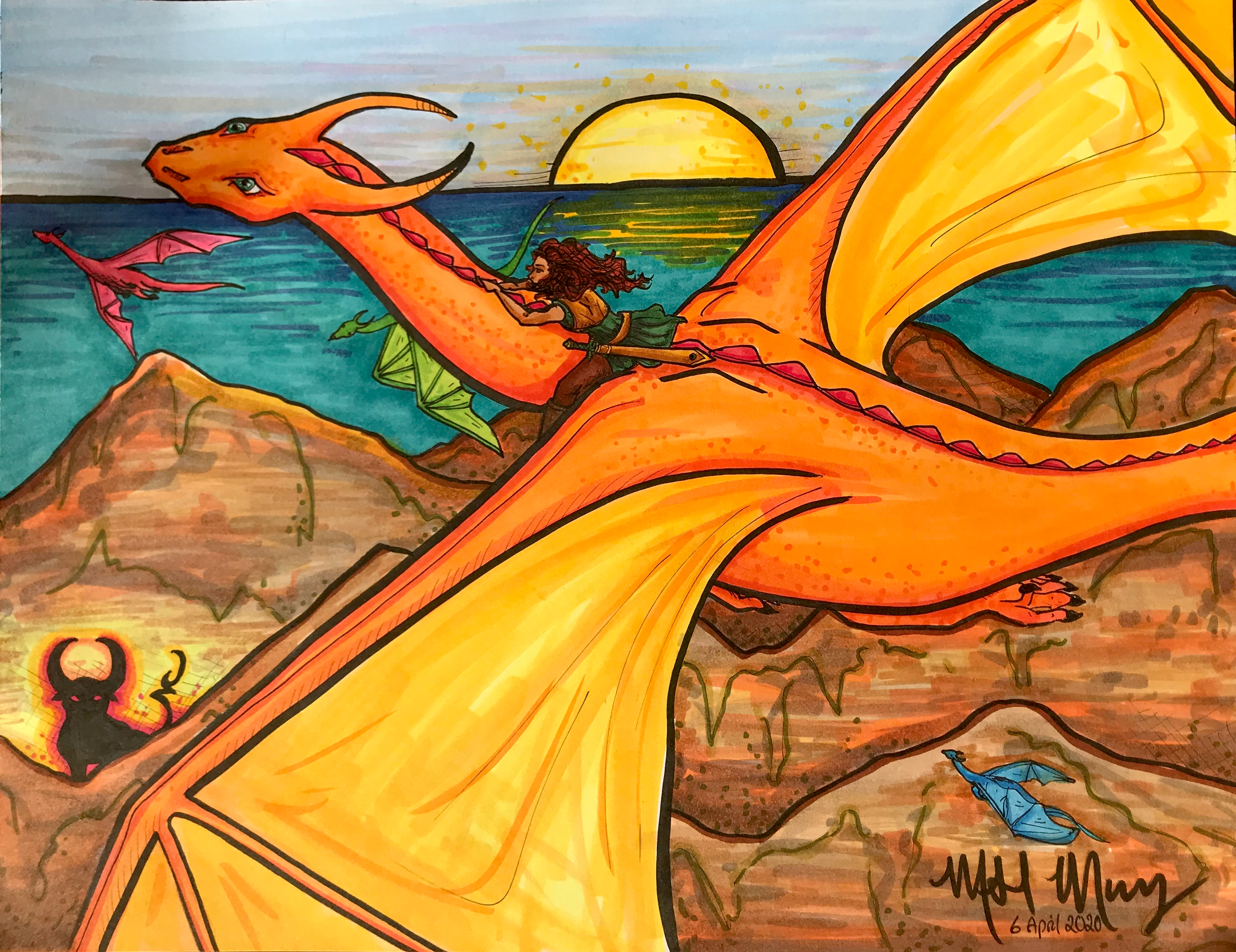 Desert Dragonrider Illustration