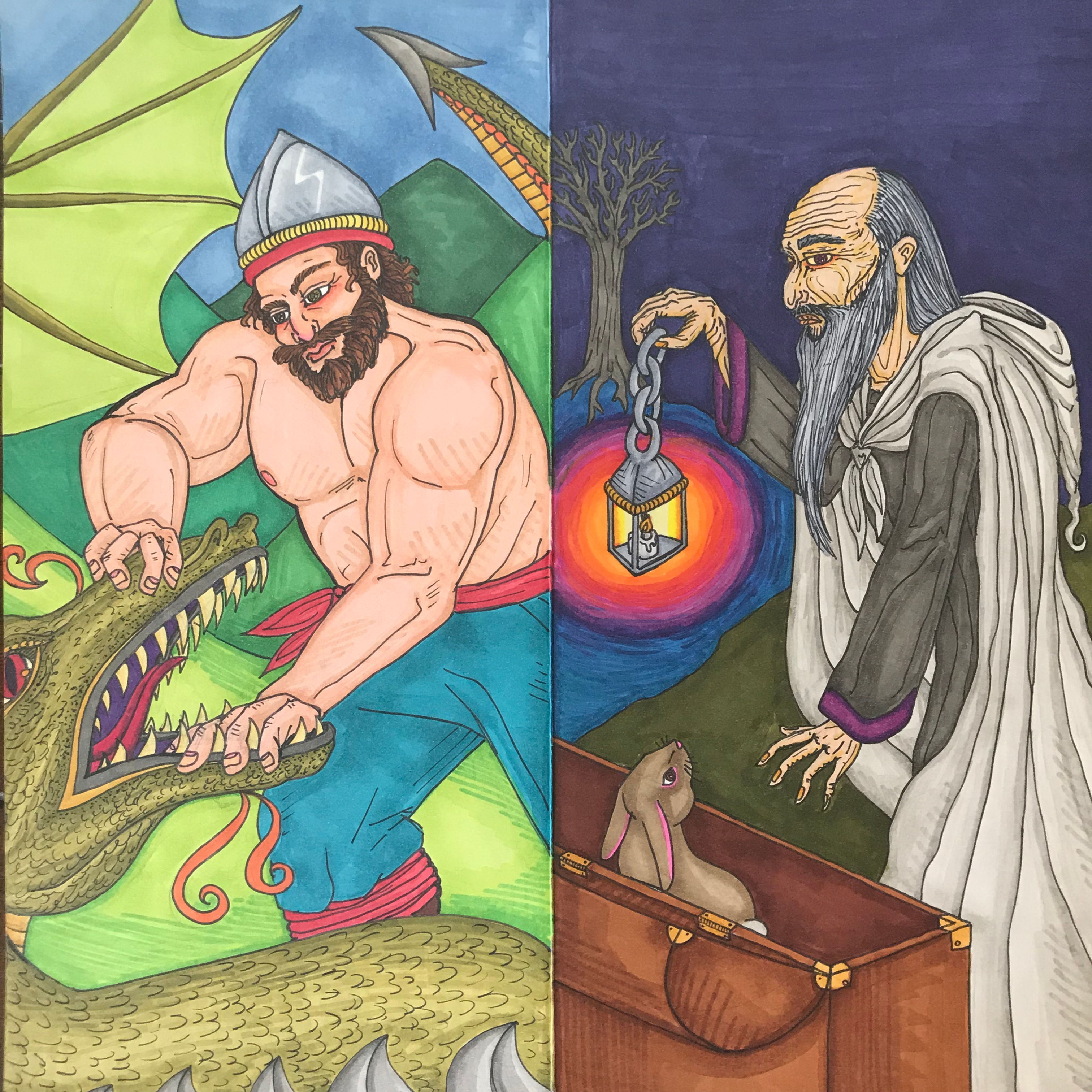 Tarot Art VIII Ilya Muromets and IX Koschei the Deathless