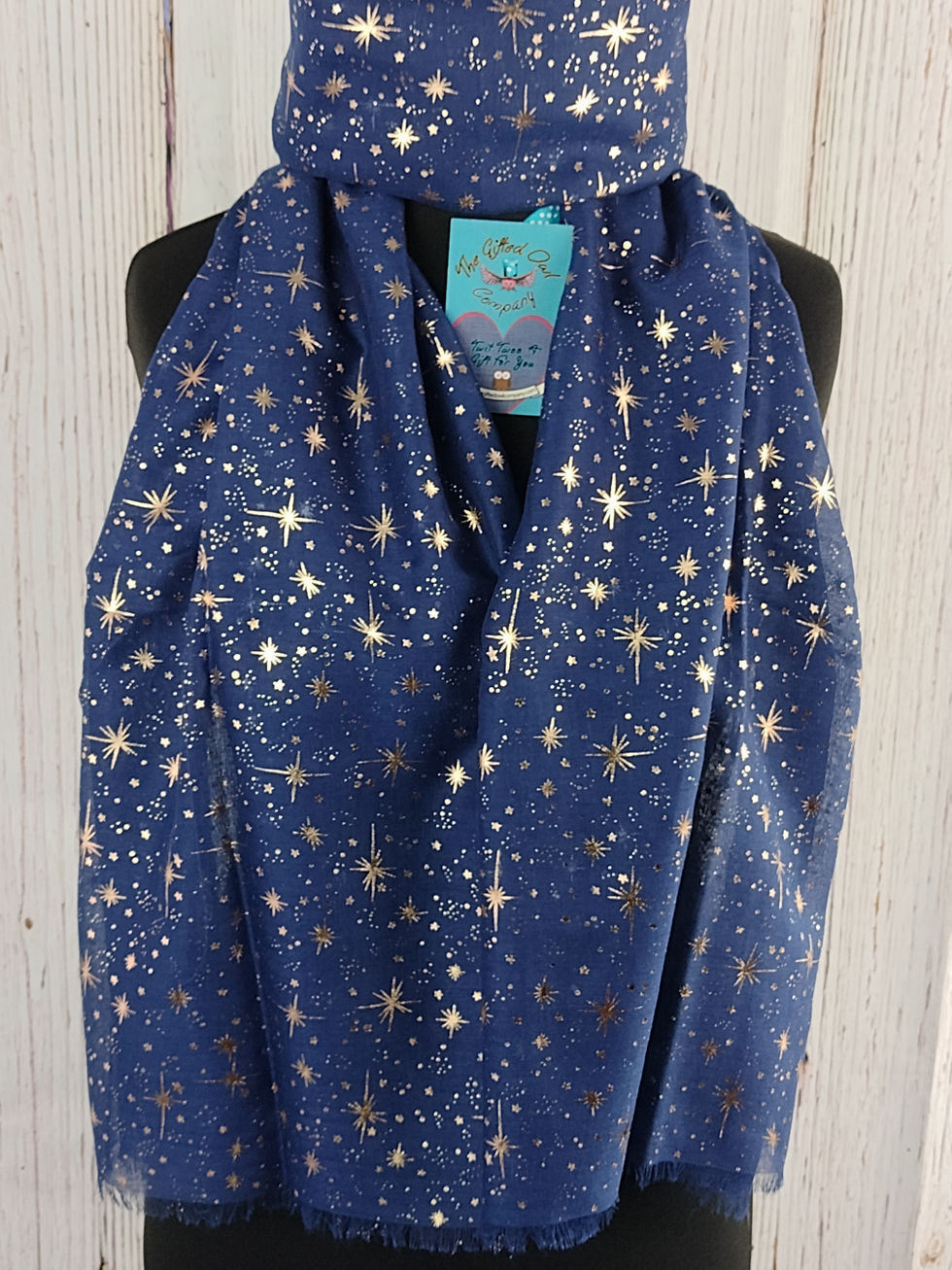 WOMEN'S GALAXY NIGHT SKY & STARS SCARF - NAVY BLUE & GOLD