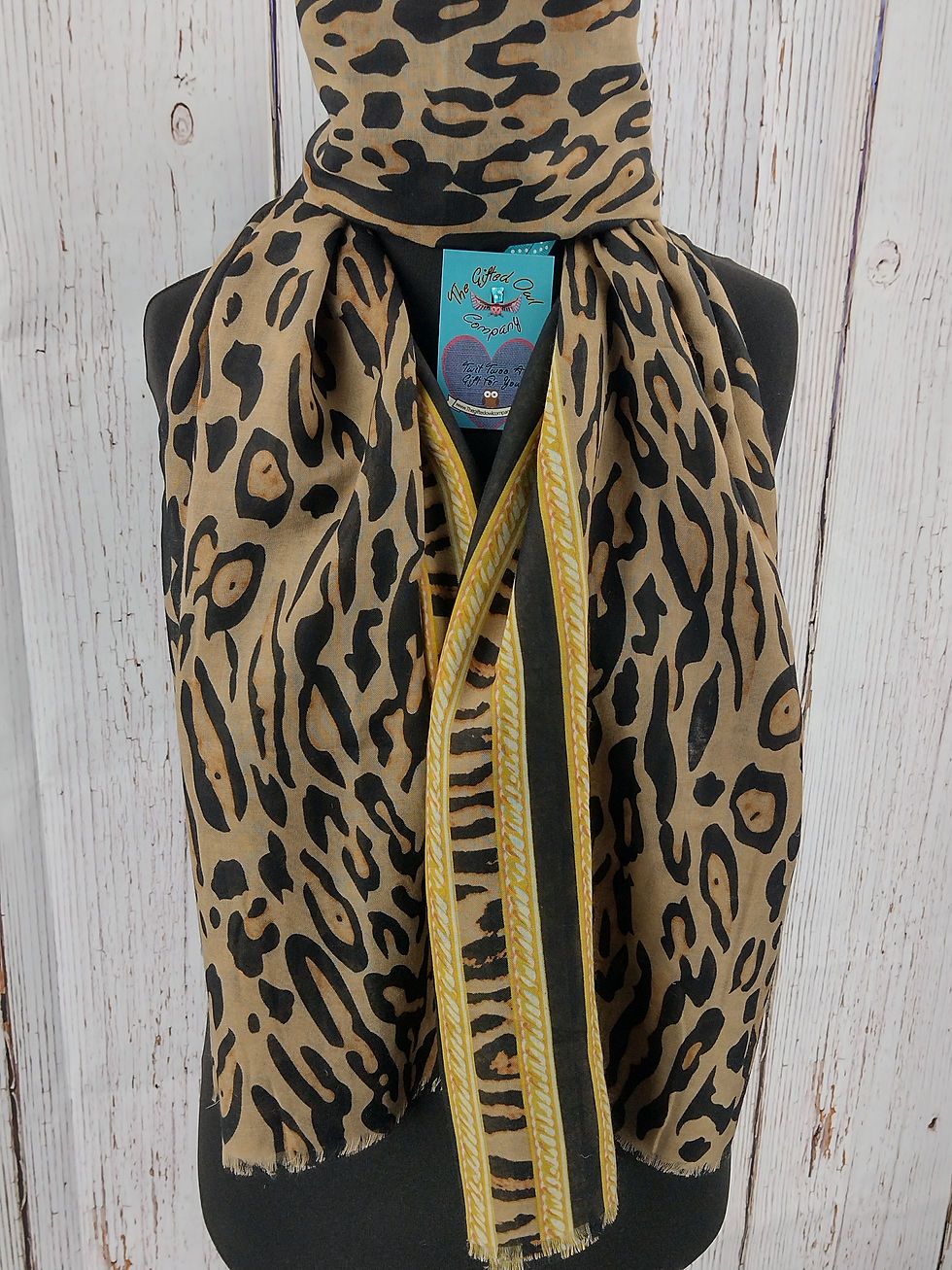 WOMEN'S ROYAL LEOPARD PRINT SCARF - MOCHA GIFT WRAP /BOX
