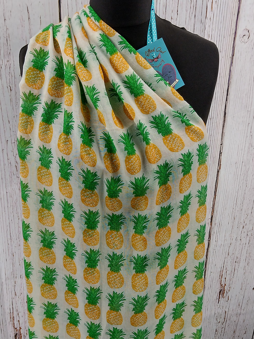 Thumbnail: WOMEN'S CARIBBEAN PINEAPPLE SCARF - IVORY GIFT WRAP/ BOX