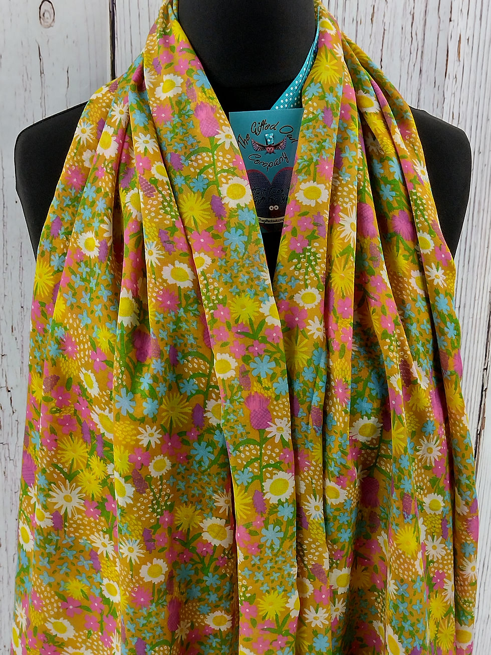 Thumbnail: WOMEN'S WILD FLOWERS & DAISY MEADOW FLOWER SCARF - YELLOW