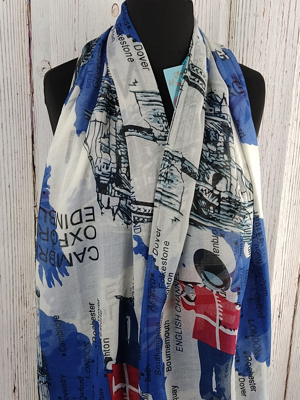 Thumbnail: WOMEN'S UK MAP & SOLDIER SCARF - RED WHITE BLUE GIFT WRAP/BOX