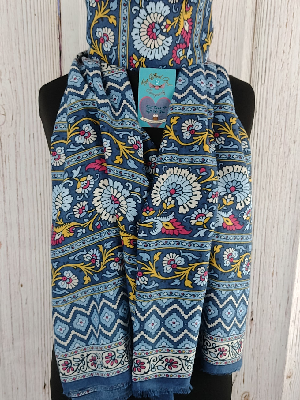 WOMEN'S PEACOCK FLOWER SCARF – BLUE GIFT WRAP/BOX