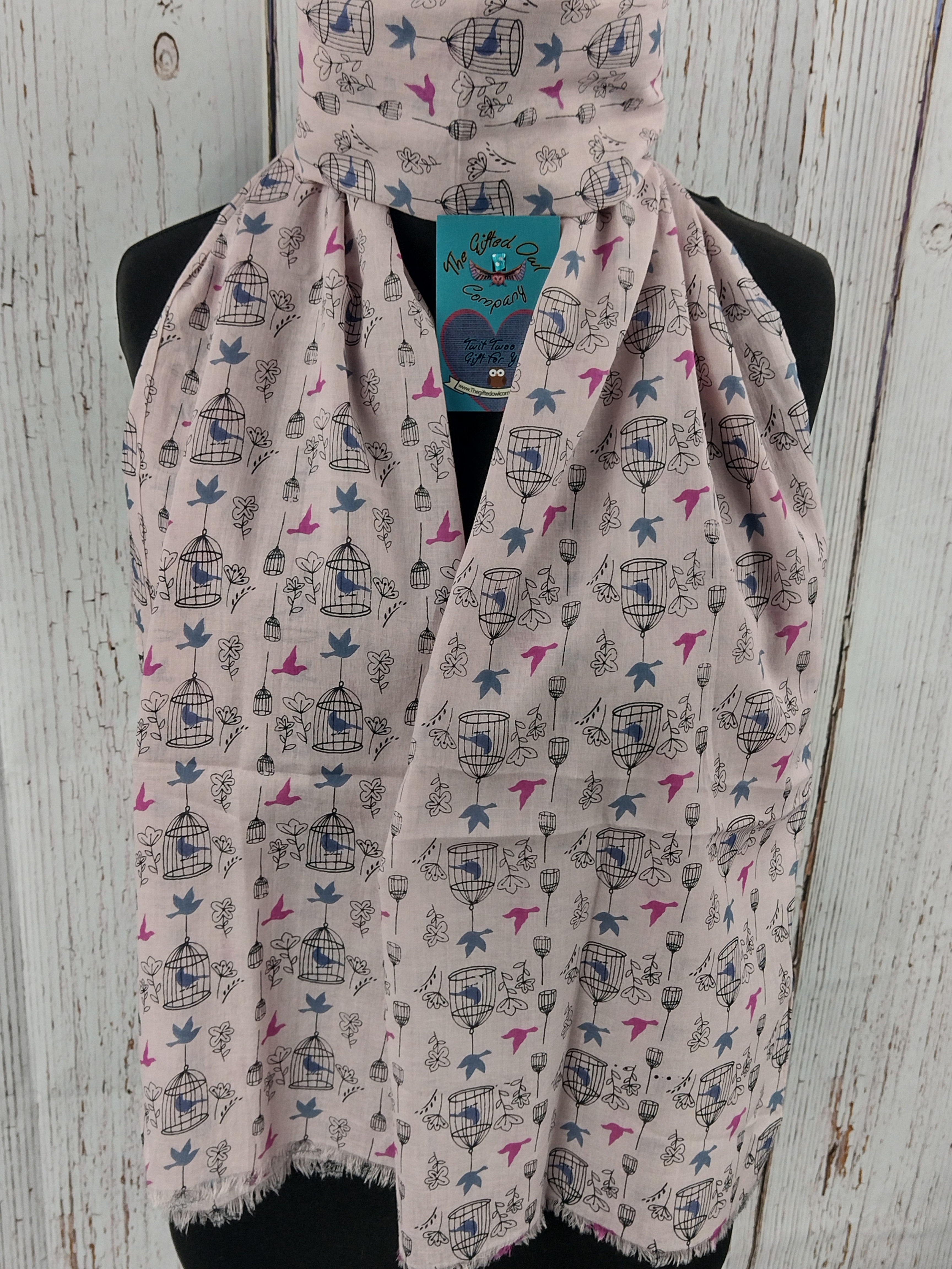 WOMEN'S BIRD CAGE SCARF – PINK GIFT WRAP/BOX
