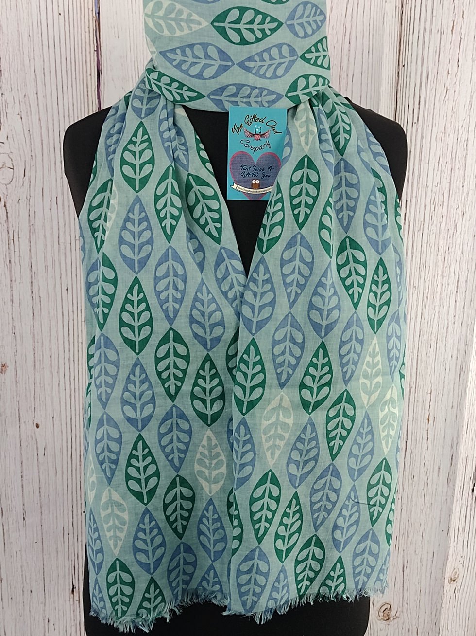 WOMEN'S NORDIC LEAF PRINT SCARF – BLUE GIFT WRAP /BOX