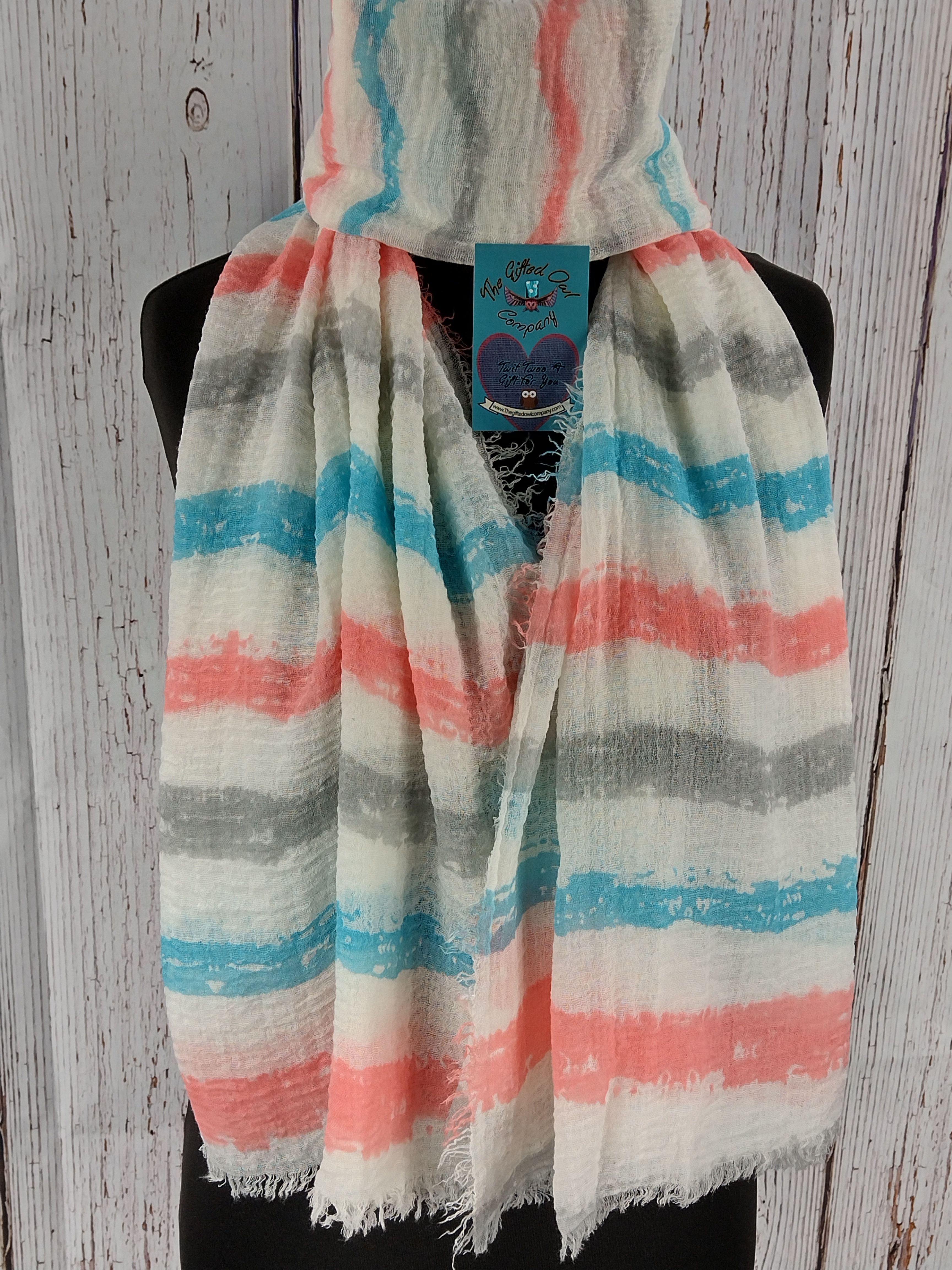 WOMEN'S CORAL REEF GEOMETRIC SCARF – WHITE GIFT WRAP /BOX