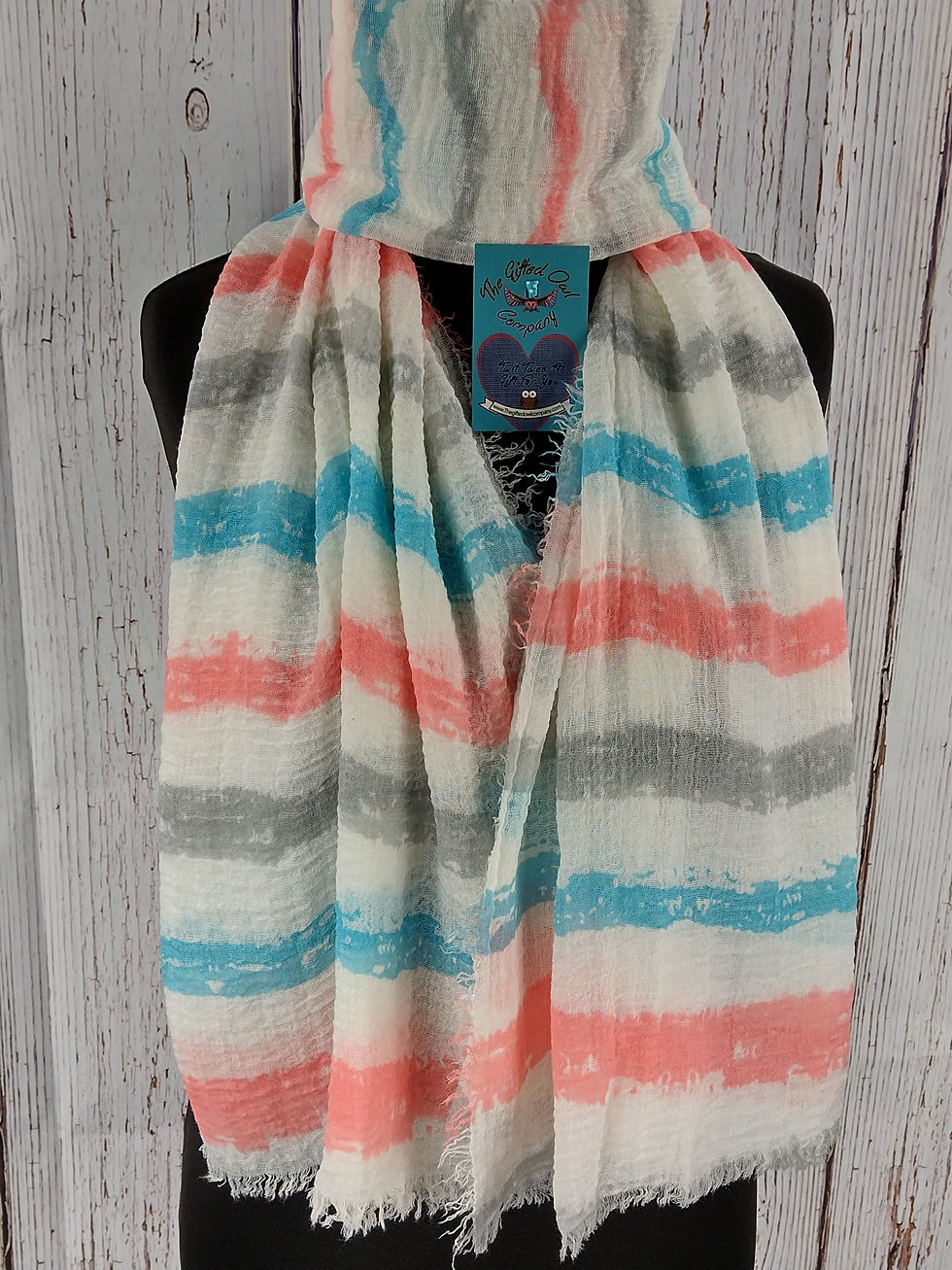 WOMEN'S CORAL REEF GEOMETRIC SCARF – WHITE GIFT WRAP /BOX