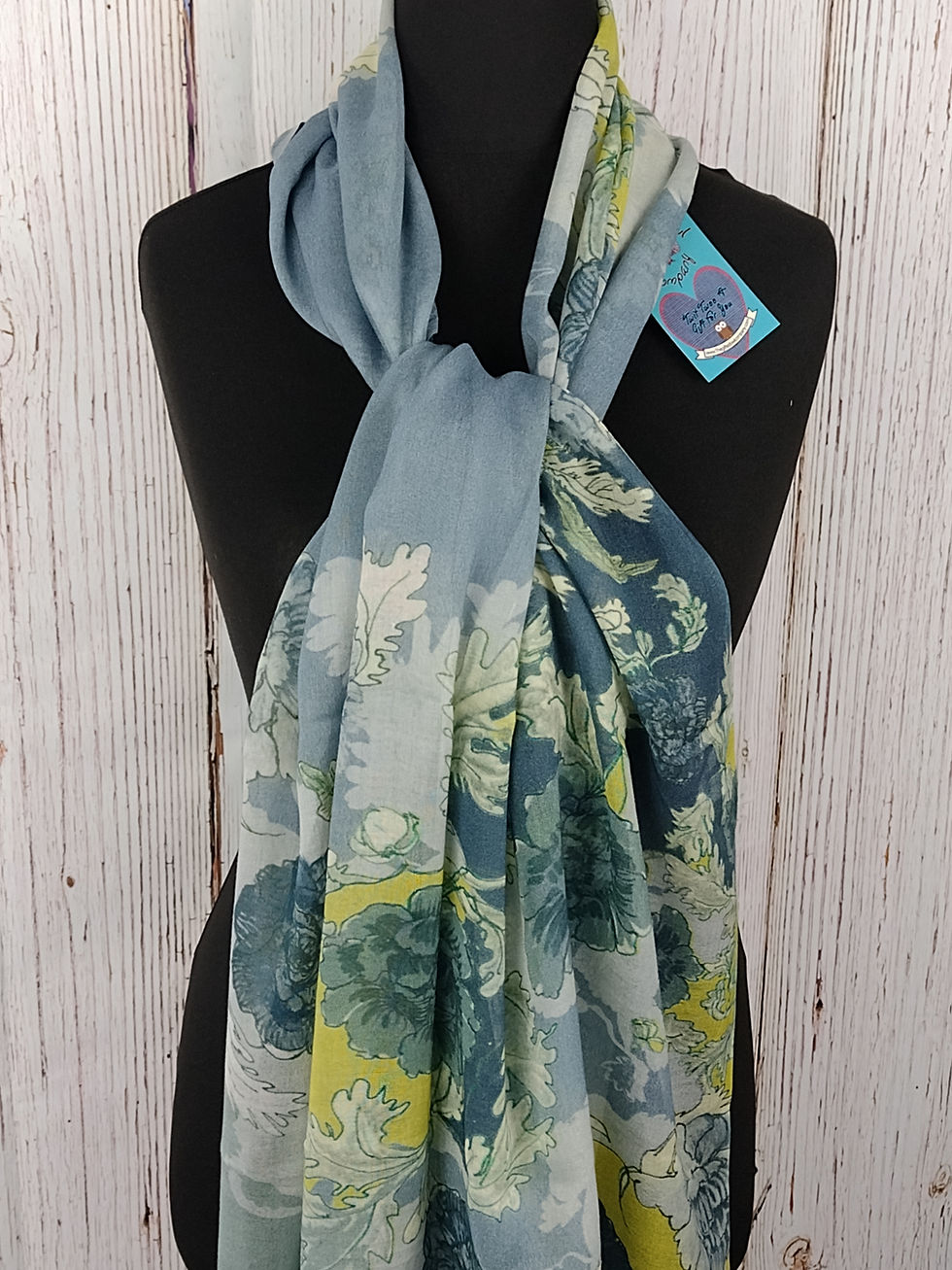 Thumbnail: WOMEN'S ENGLISH FLOWER GARDEN SCARF - SILVER & LEMON GIFT WRAP /BOX