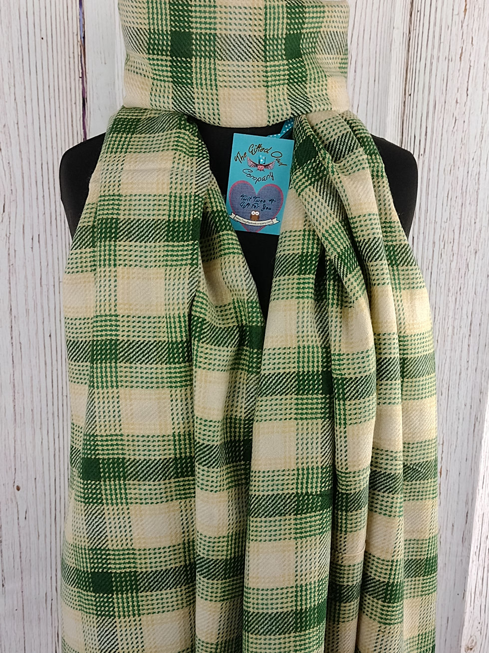 WOMEN'S COUNTRY CHECK - GREEN & CREAM SCARF GIFT BOX