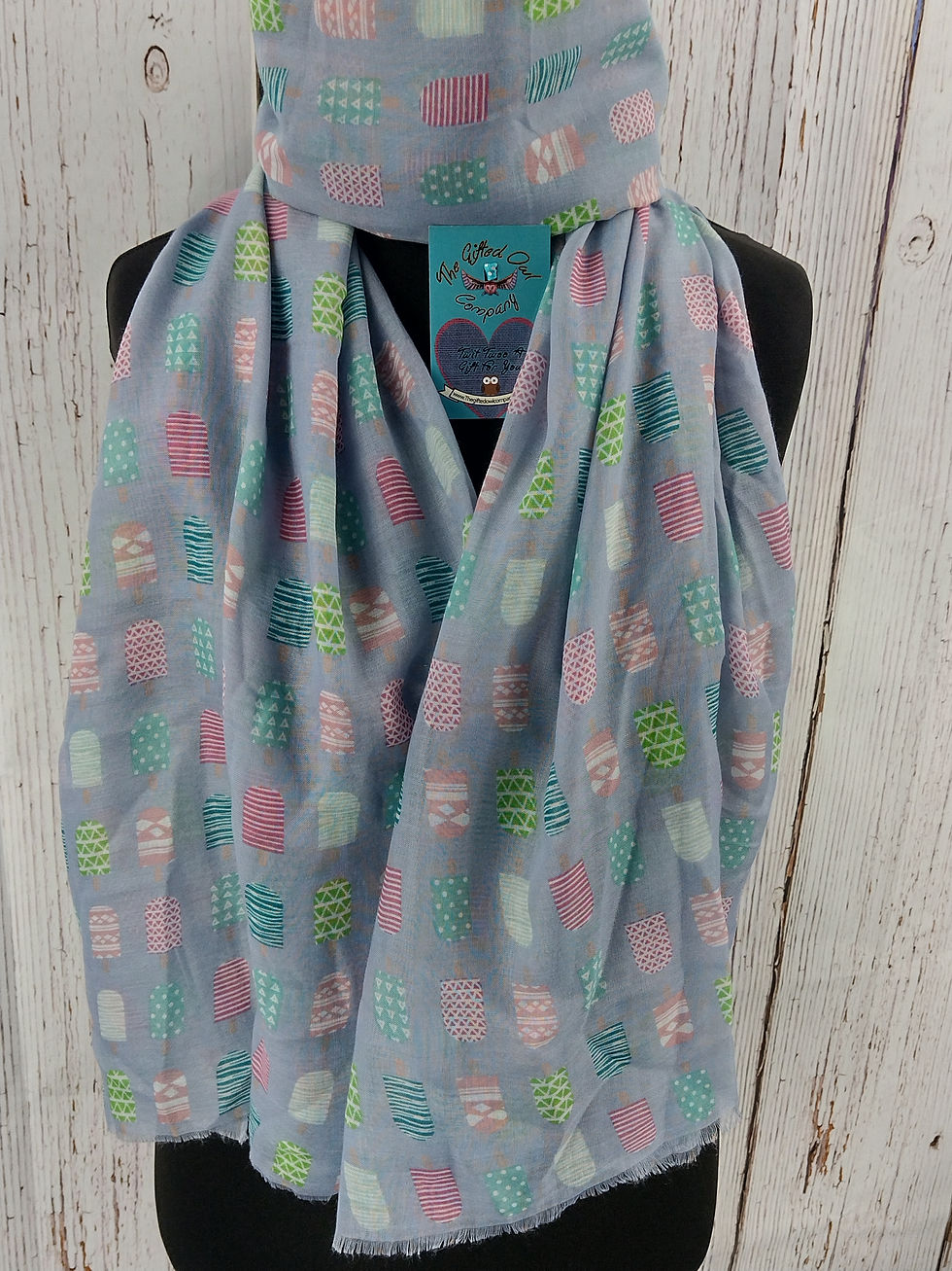 WOMEN'S LOLLIPOP SCARF - GREY GIFT WRAP