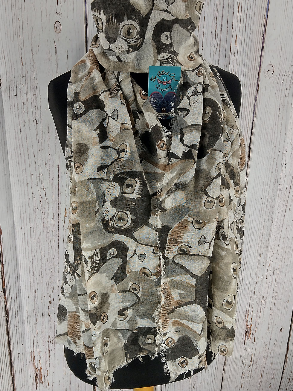 WOMEN'S CAT FACE CAMOUFLAGE SCARF - BROWN GIFT WRAP/BOX