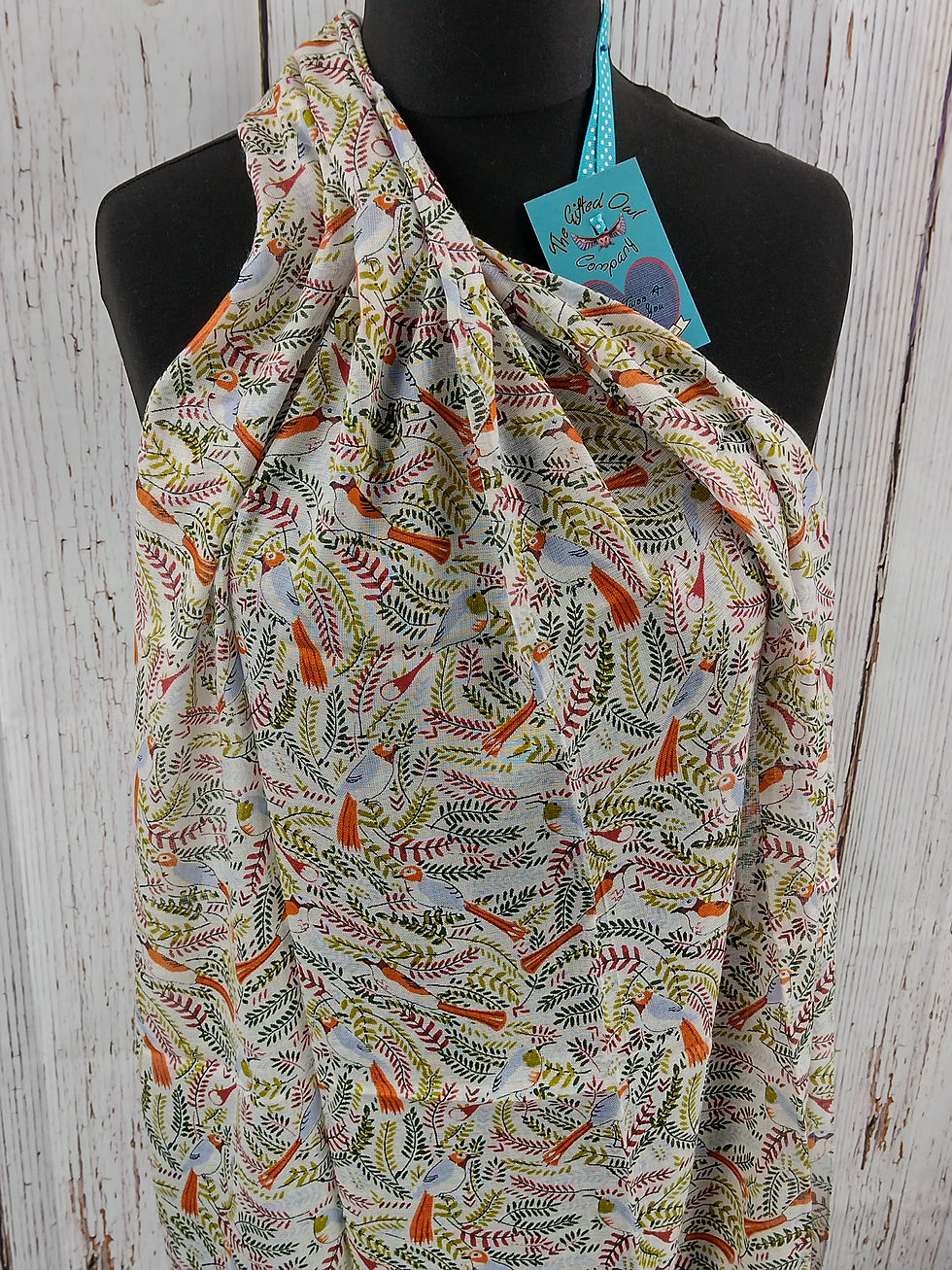 Thumbnail: WOMEN'S FOREST BIRDS SCARF – ORANGE GIFT WRAP/BOX