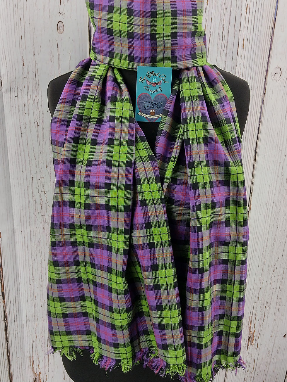 WOMEN'S ZANGENBERG COTTON TARTAN SCARF - PURPLE GIFT WRAP/BOX