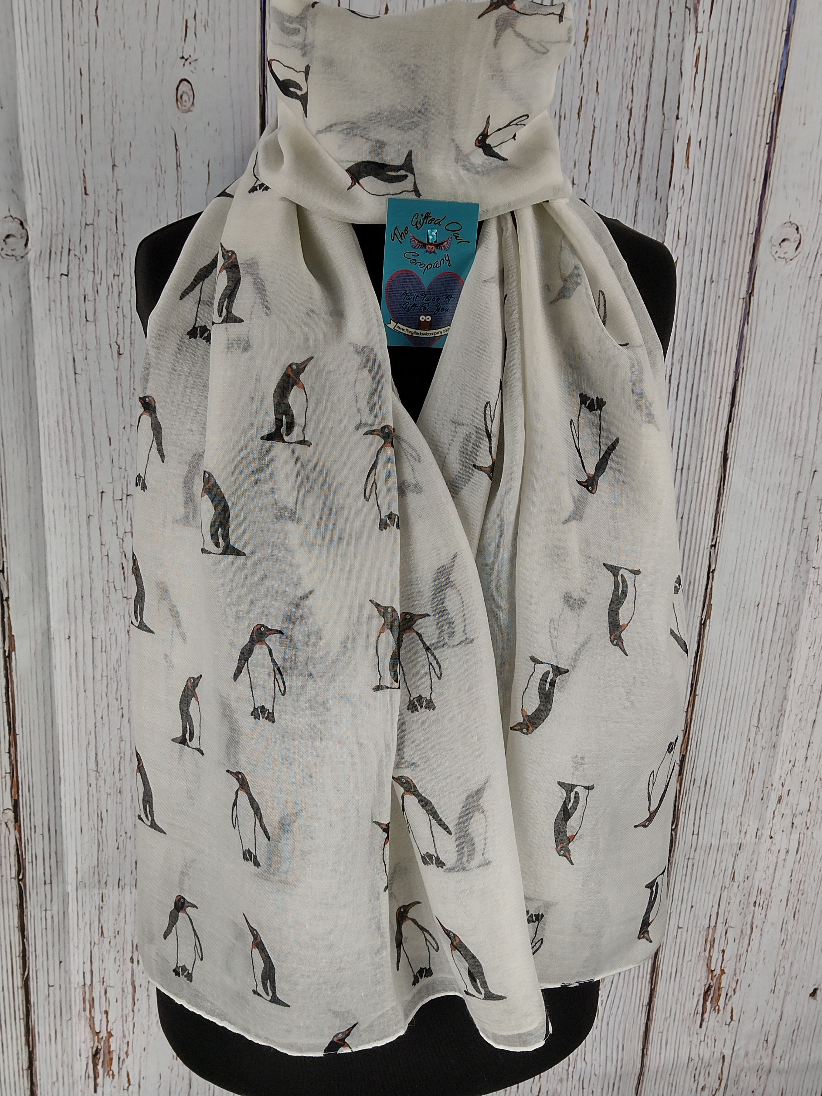 WOMEN'S PENGUIN PARADE SCARF – WHITE GIFT WRAP /BOX