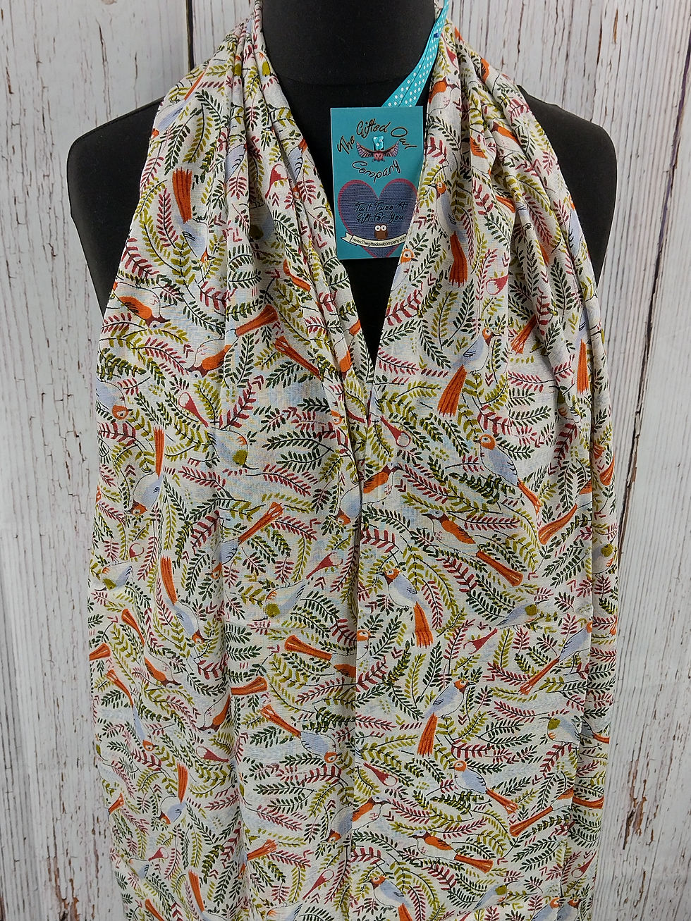 Thumbnail: WOMEN'S FOREST BIRDS SCARF – ORANGE GIFT WRAP/BOX