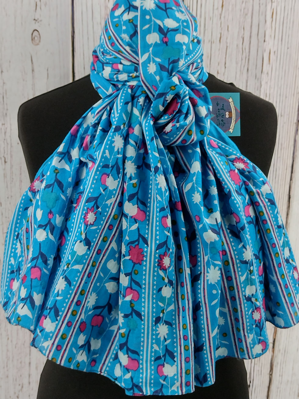 Thumbnail: WOMEN'S SCANDI FLOWER SCARF –  BLUE GIFT WRAP /BOX
