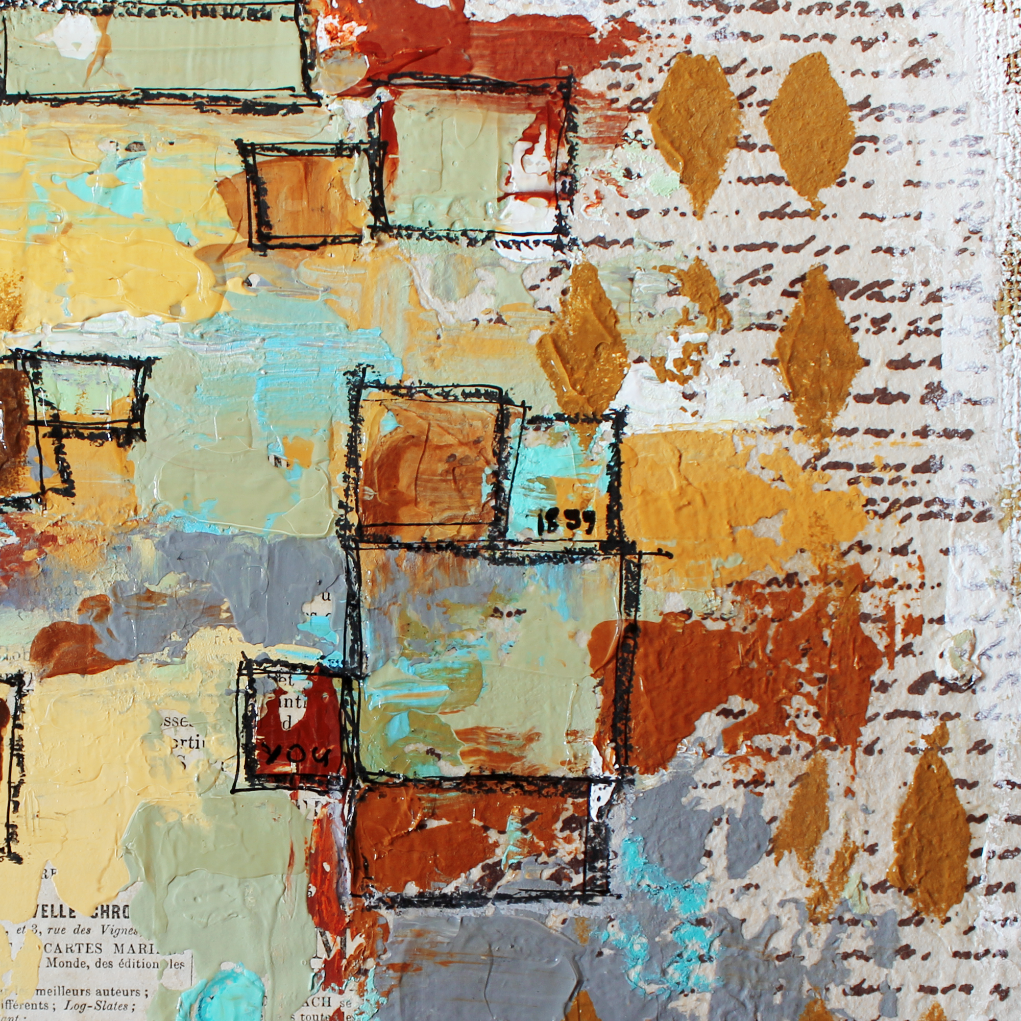 Geometric Spice , Hand  Embellished Canvas Giclee