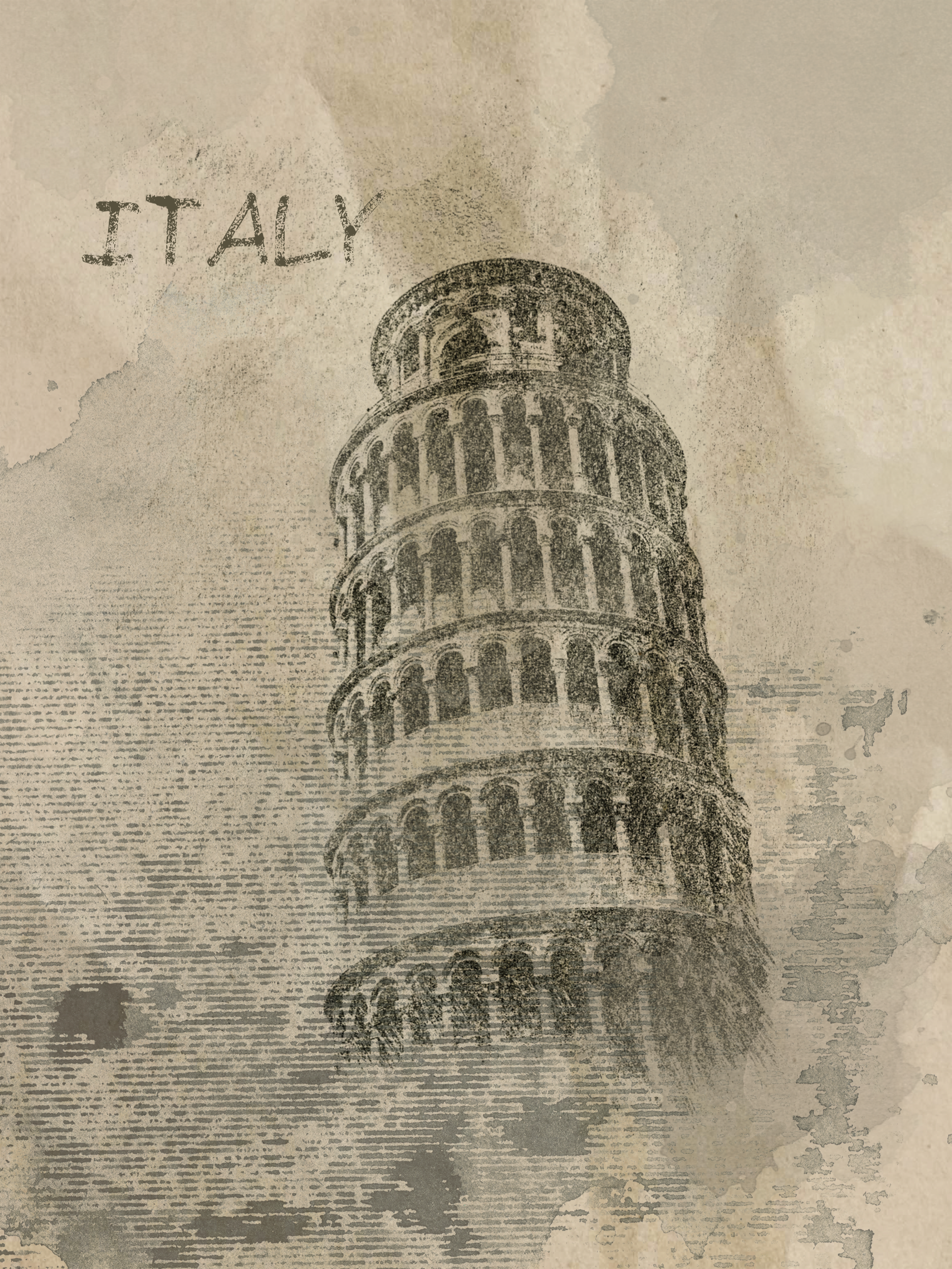 Italy, Rainy Mood Embellished Canvas Giclee