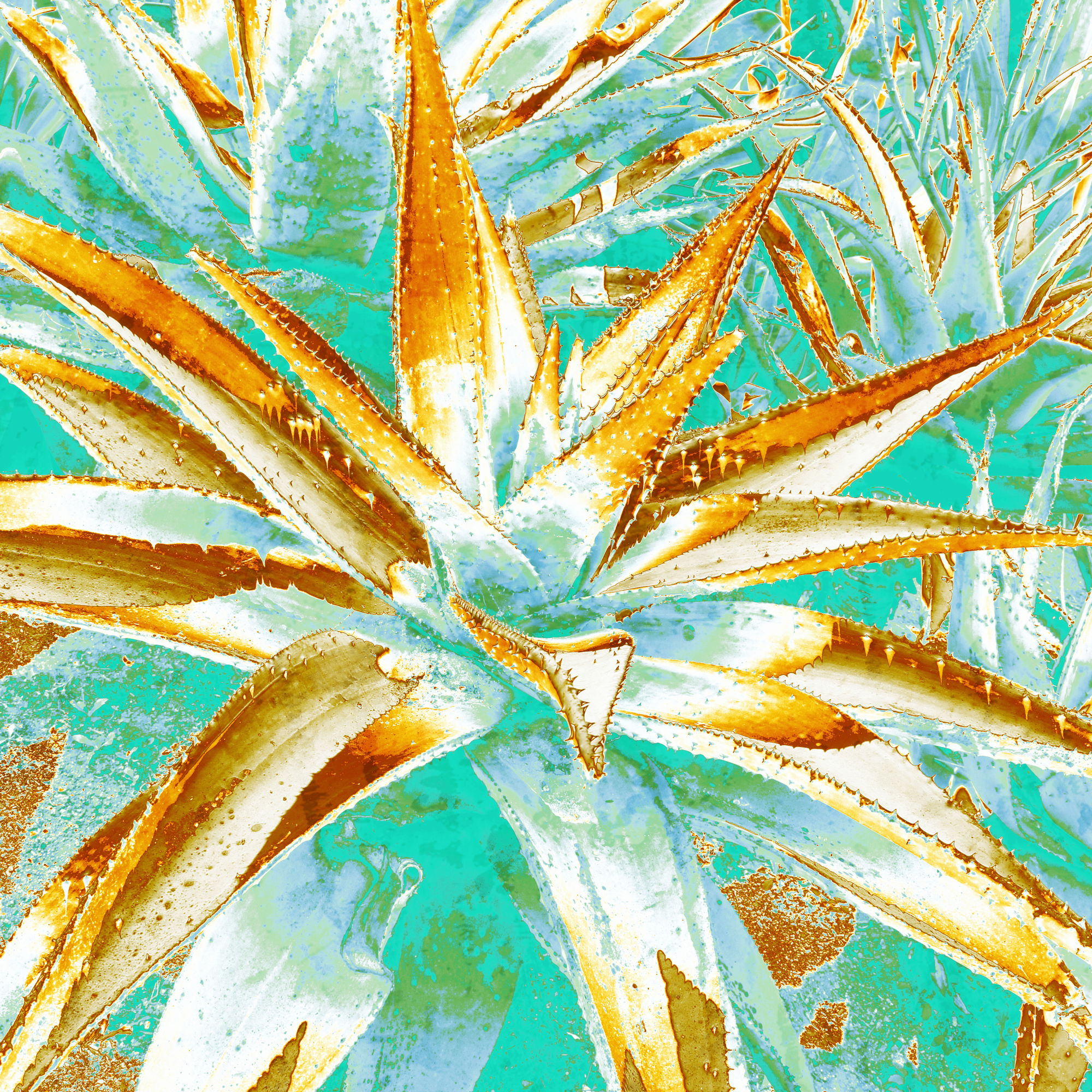 Cactus II.  Embellished Canvas Giclee