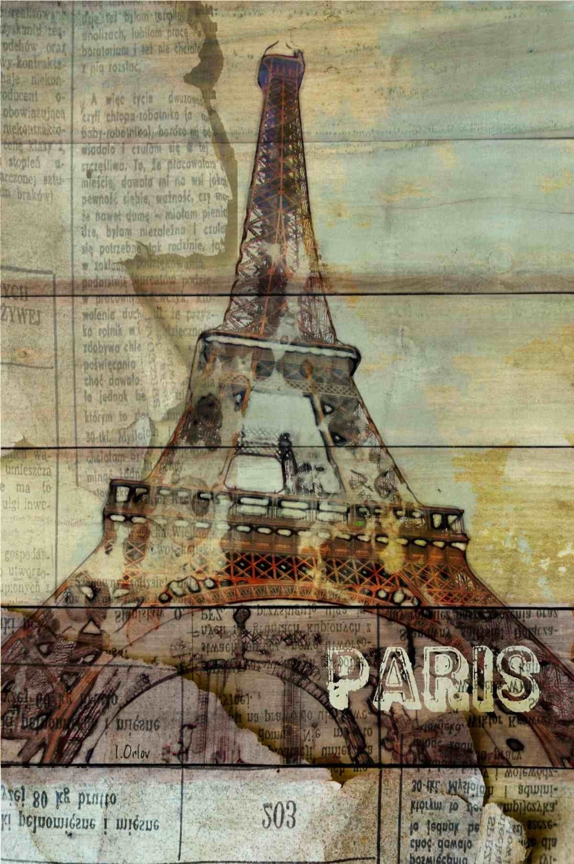 Paris, La Tour Eiffel. Embellished Canvas Giclee