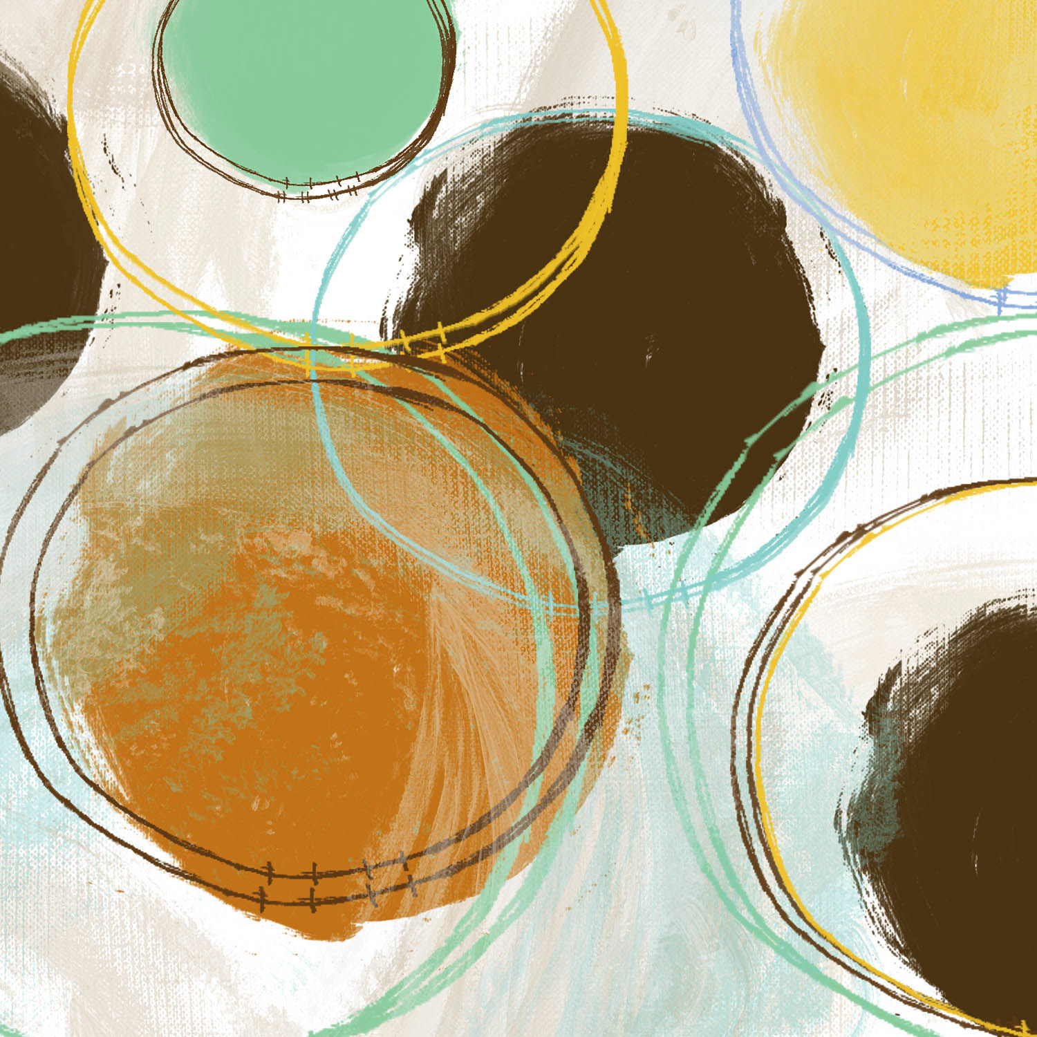 ORANGE-BROWN CIRCLES IV, Hand Embellished Giclee